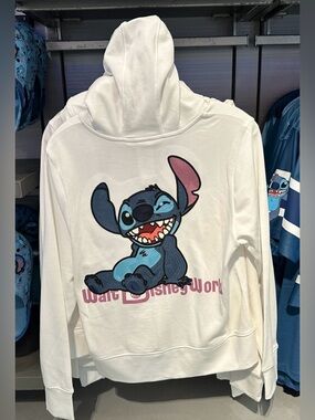 Disney parks White Hoodie with Blue Stitch Graphic